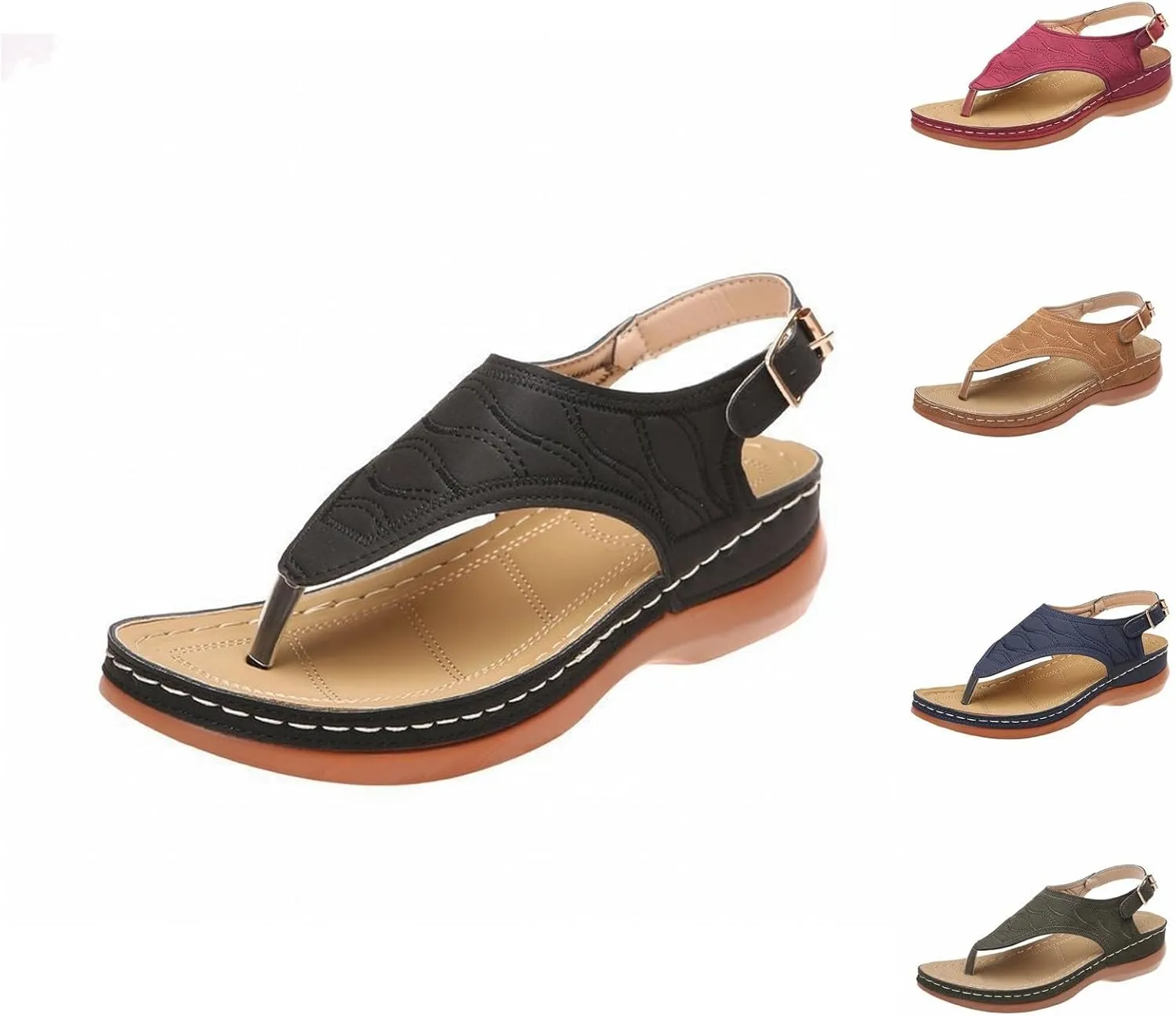 Orthopedic Sandals for Women Comfortable Walking Summer Sandals with Arch Support Wedge Sandals 2025 Flip Flops Sandals Platform Dressy Slip on Thong Shoes Fashion Beach Dress Vacation