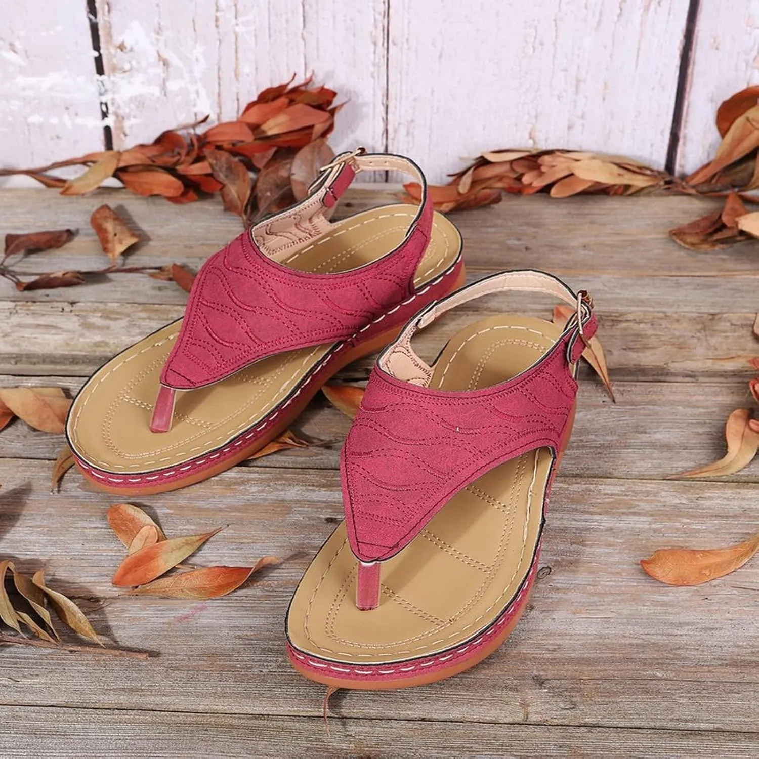 Orthopedic Sandals for Women Comfortable Walking Summer Sandals with Arch Support Wedge Sandals 2025 Flip Flops Sandals Platform Dressy Slip on Thong Shoes Fashion Beach Dress Vacation