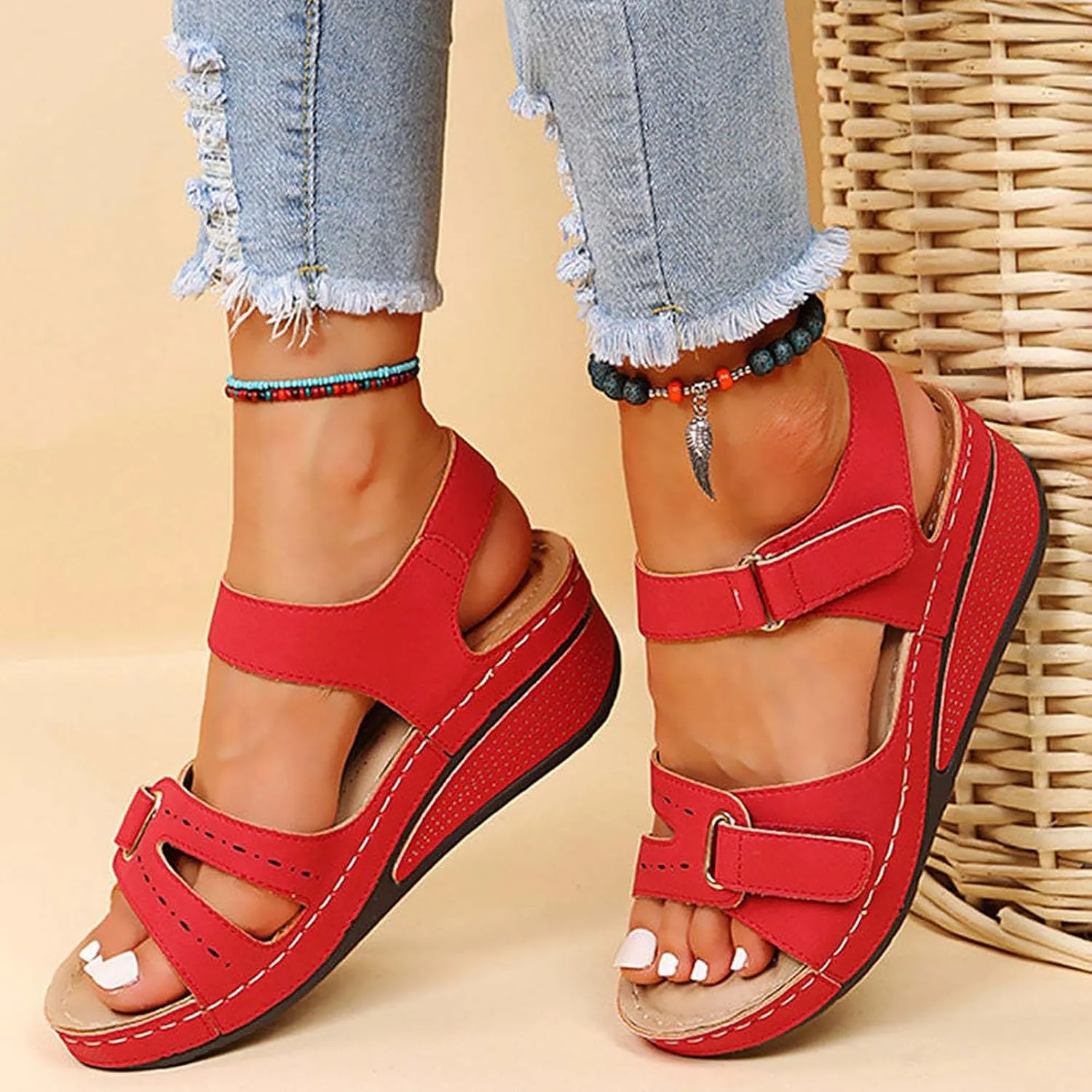 Orthopedic Sandals for Women Dressy Summer Comfortable Walking Sandals with Arch Support Platform Wedge Slides Sandals Shoes