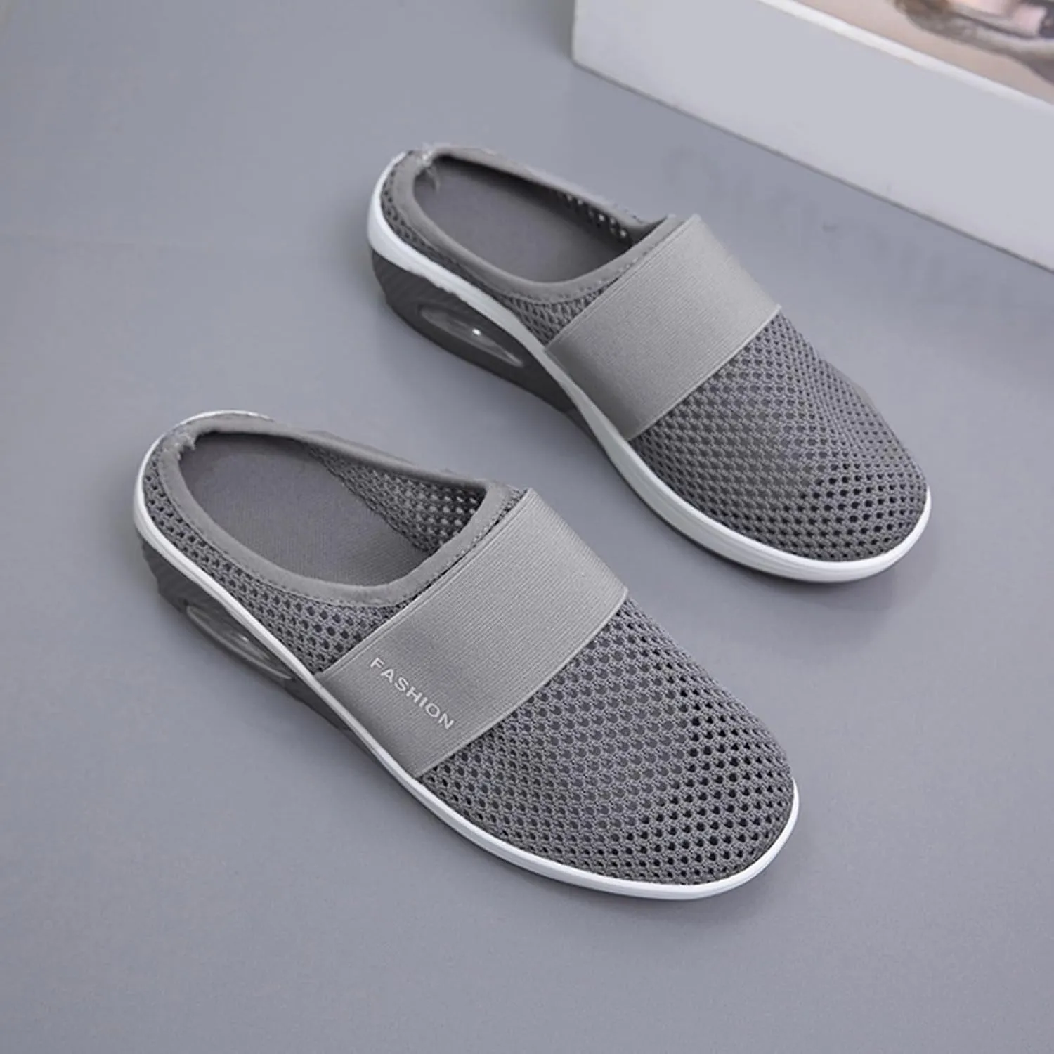 Orthopedic Shoes for Women Air Cushion Slip-on Diabetic Walking Shoes Closed Toe Slippers Breathable Wedge Platform Slipper with Arch Support