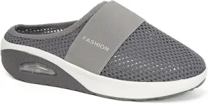 Orthopedic Shoes for Women Air Cushion Slip-on Diabetic Walking Shoes Closed Toe Slippers Breathable Wedge Platform Slipper with Arch Support