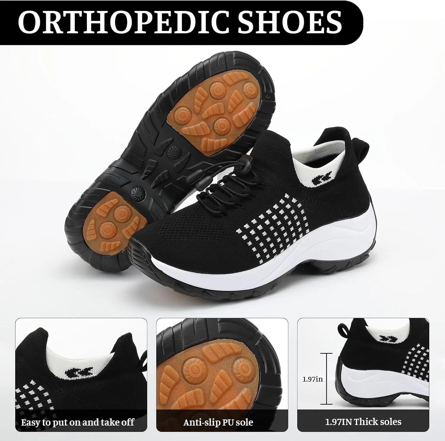 Orthopedic Shoes for Women Comfort Wear Orthowear Shoes Wide Width Slip On Walking Tennis Sneakers Plantar Fasciitis Bowling Shoe Mesh Athletic Style for Bowlers Breathable Lightweight