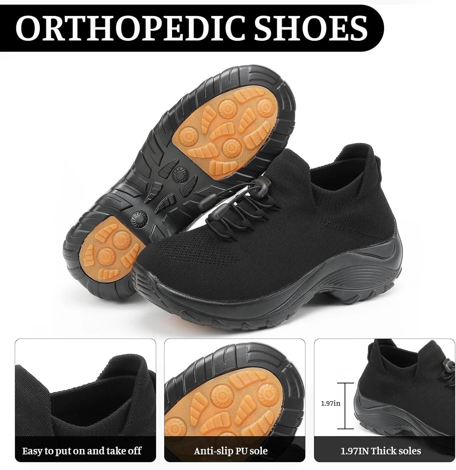 Orthopedic Shoes for Women Comfort Wear Orthowear Shoes Wide Width Slip On Walking Tennis Sneakers Plantar Fasciitis Bowling Shoe Mesh Athletic Style for Bowlers Breathable Lightweight