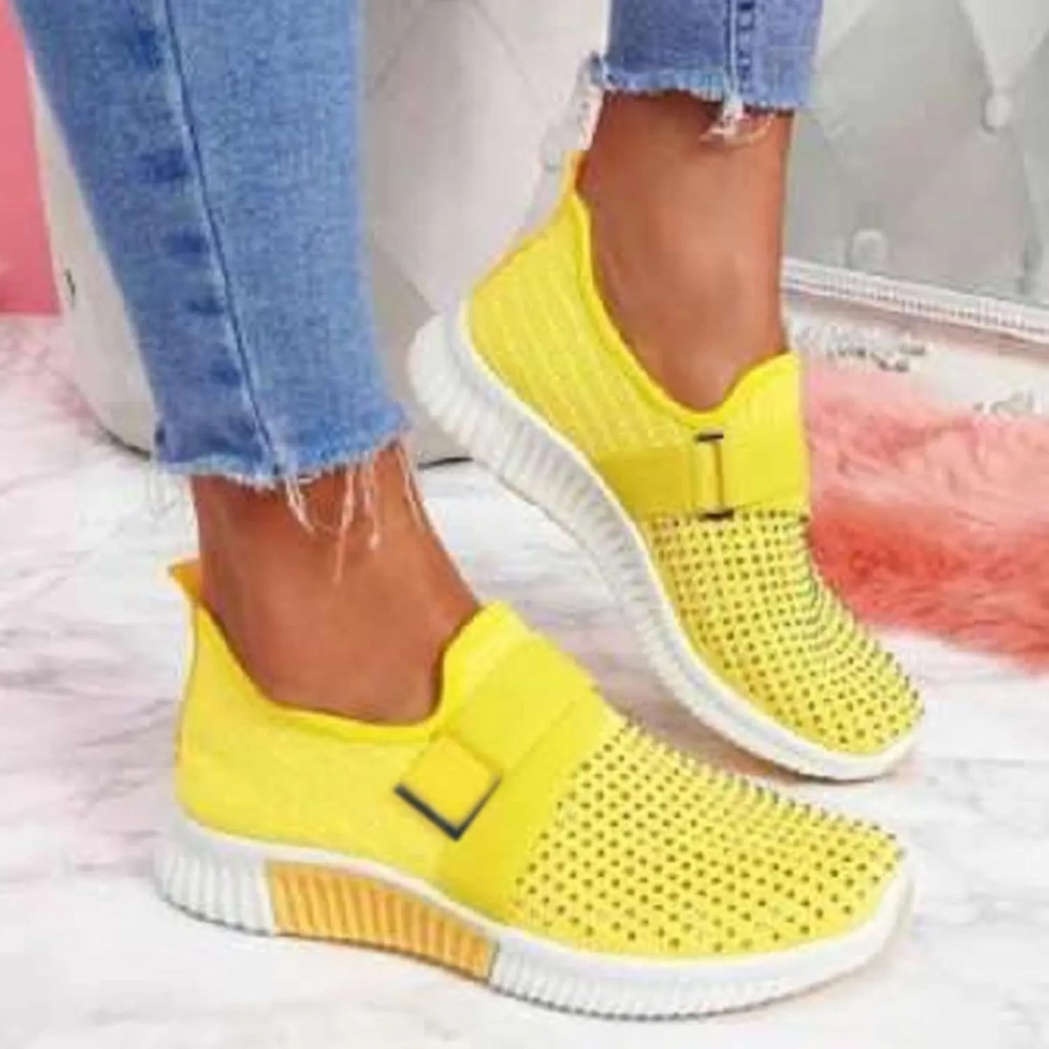 Orthopedic Shoes for Women Slip On Walking Shoes with Arch Support Breathable Lightweight Running Sneakers