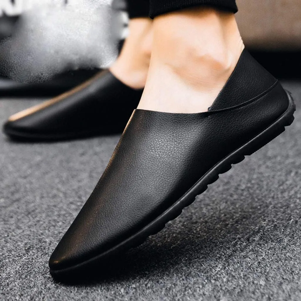 Pedal Leather Shoes Shallow Casual Lazy Soft Men's Stitching Mouth Mens Casual Comfortable Shoes