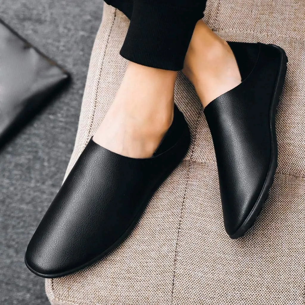 Pedal Leather Shoes Shallow Casual Lazy Soft Men's Stitching Mouth Mens Casual Comfortable Shoes