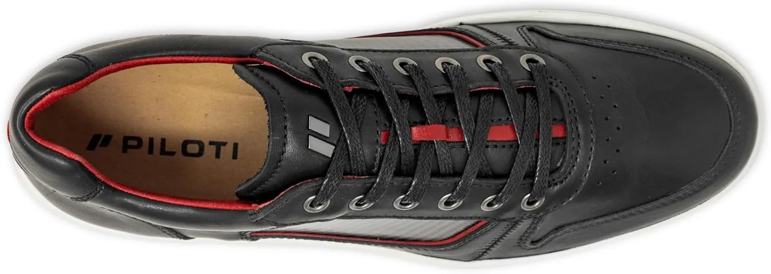 Piloti Driving Shoes for Men, Compass Italian Leather Carbon Panel Everyday Driving Sneaker