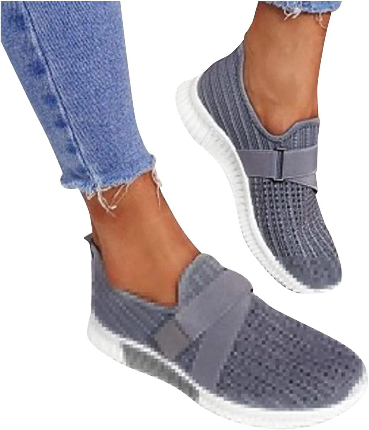 Rhinestone Sneakers for Women Outdoor Casual Fitness Shoes Breathable Slip On Arch Support Walking Shoes