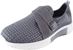 Rhinestone Sneakers for Women Outdoor Casual Fitness Shoes Breathable Slip On Arch Support Walking Shoes
