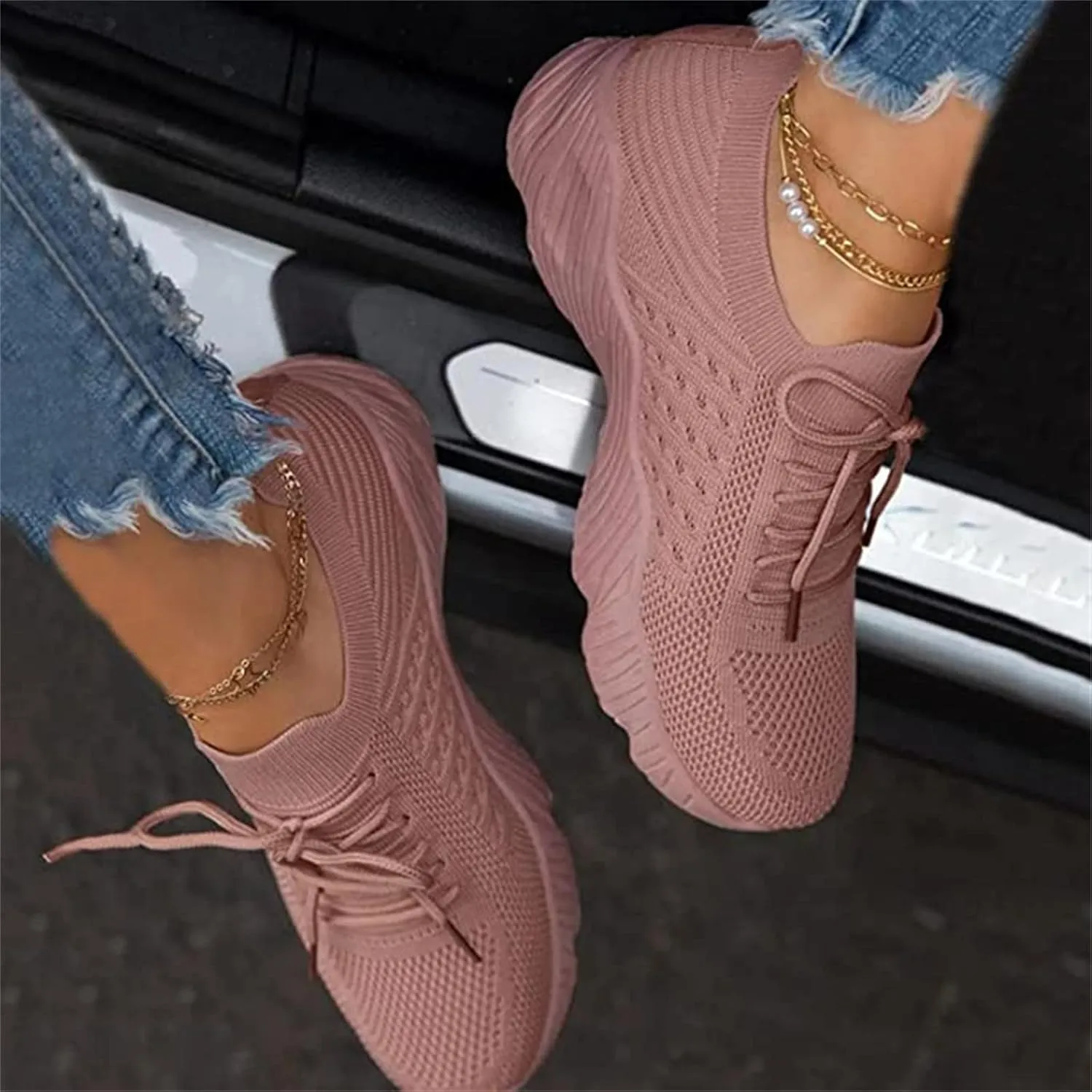 Running Shoes For Women Arch Support Walking Shoes Comfort Light Weight Mesh Gym Shoes Casual Tennis Slip On Sneakers