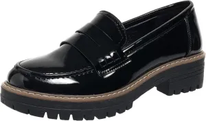 SACFOF Women's Chunky Loafers Leather Platform Chunky Loafer Comfortable Slip On Shoes Business Casual Work Shoes