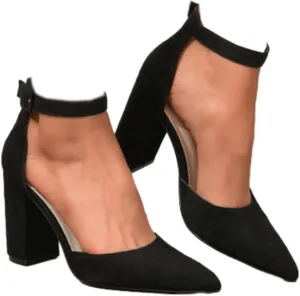 SACFOF Women's Pumps Shoes Summer Pointed Toe Chunky Heeled Ankle Strap Closed Toe Wedding Party Dress Sandals