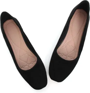 SAILING LU Black Flats for Women Comfortable Solid Color Soft Flats Square Toe Ballet Shoes Dressy Slip-ons Loafers Size 8