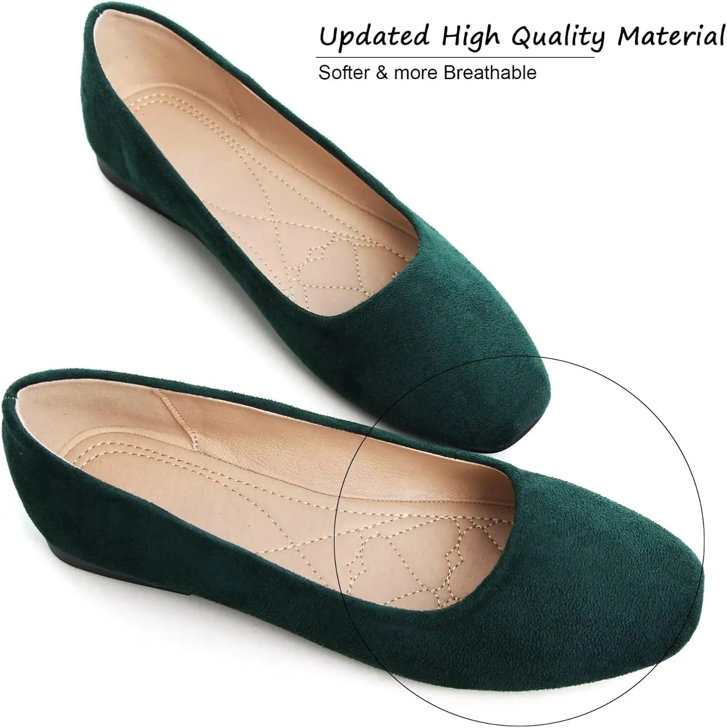 SAILING LU Flats for Women Comfortable Solid Color Soft Flats Square Toe Ballet Casual Work Shoes Dressy Slip-ons Loafers