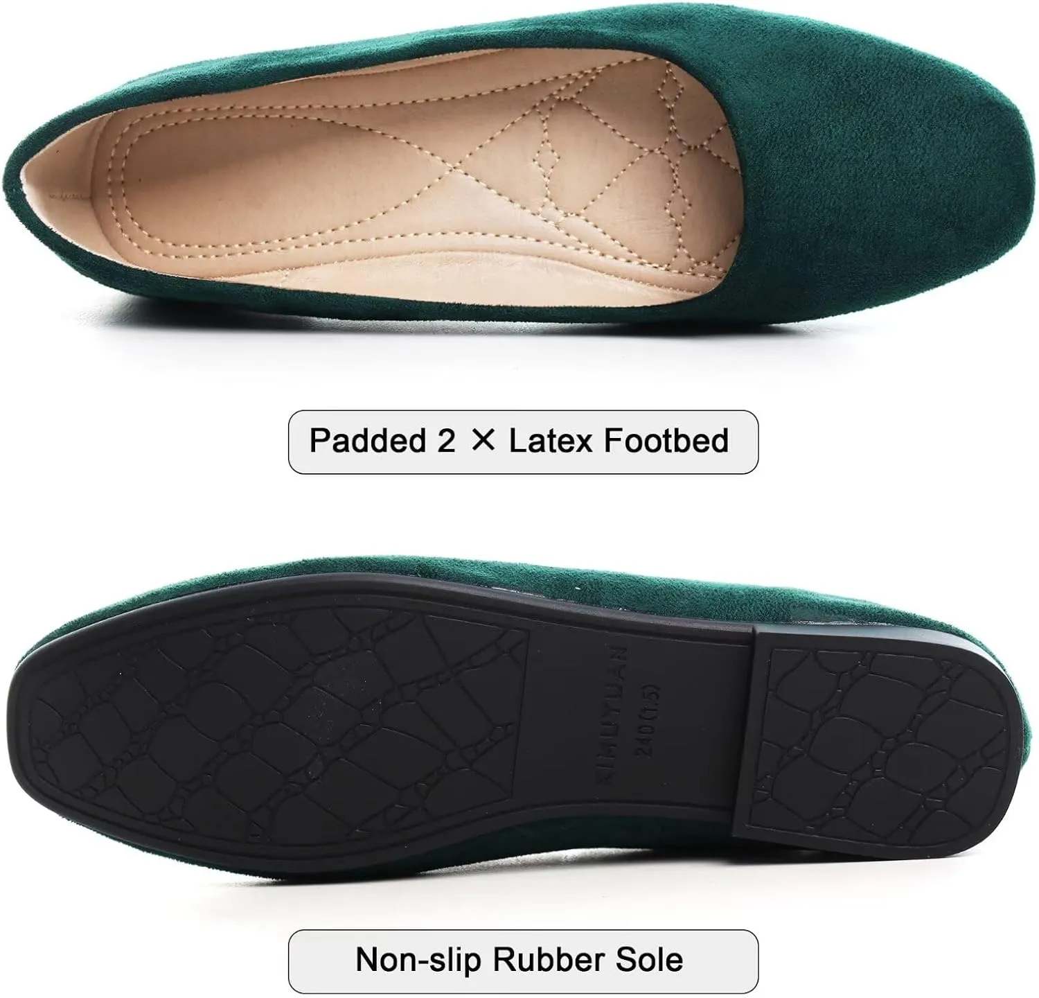SAILING LU Flats for Women Comfortable Solid Color Soft Flats Square Toe Ballet Casual Work Shoes Dressy Slip-ons Loafers