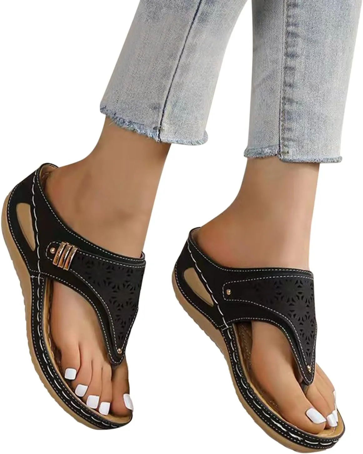 Sandals for Women 2025 Wedge Comfortable Orthopedic Sandal Womens Dressy Summer Flip Flops Casual Walking Wedges