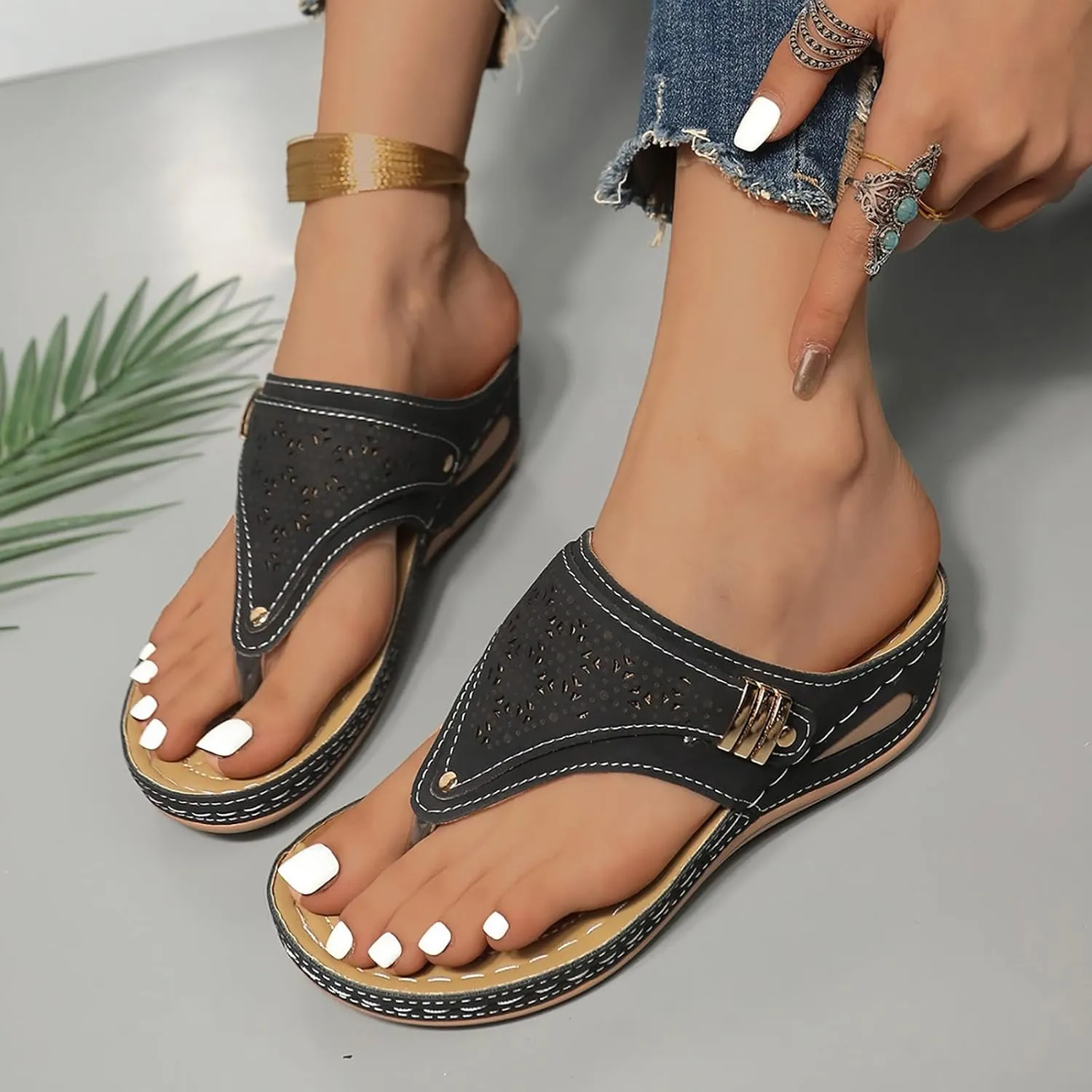 Sandals for Women 2025 Wedge Comfortable Orthopedic Sandal Womens Dressy Summer Flip Flops Casual Walking Wedges
