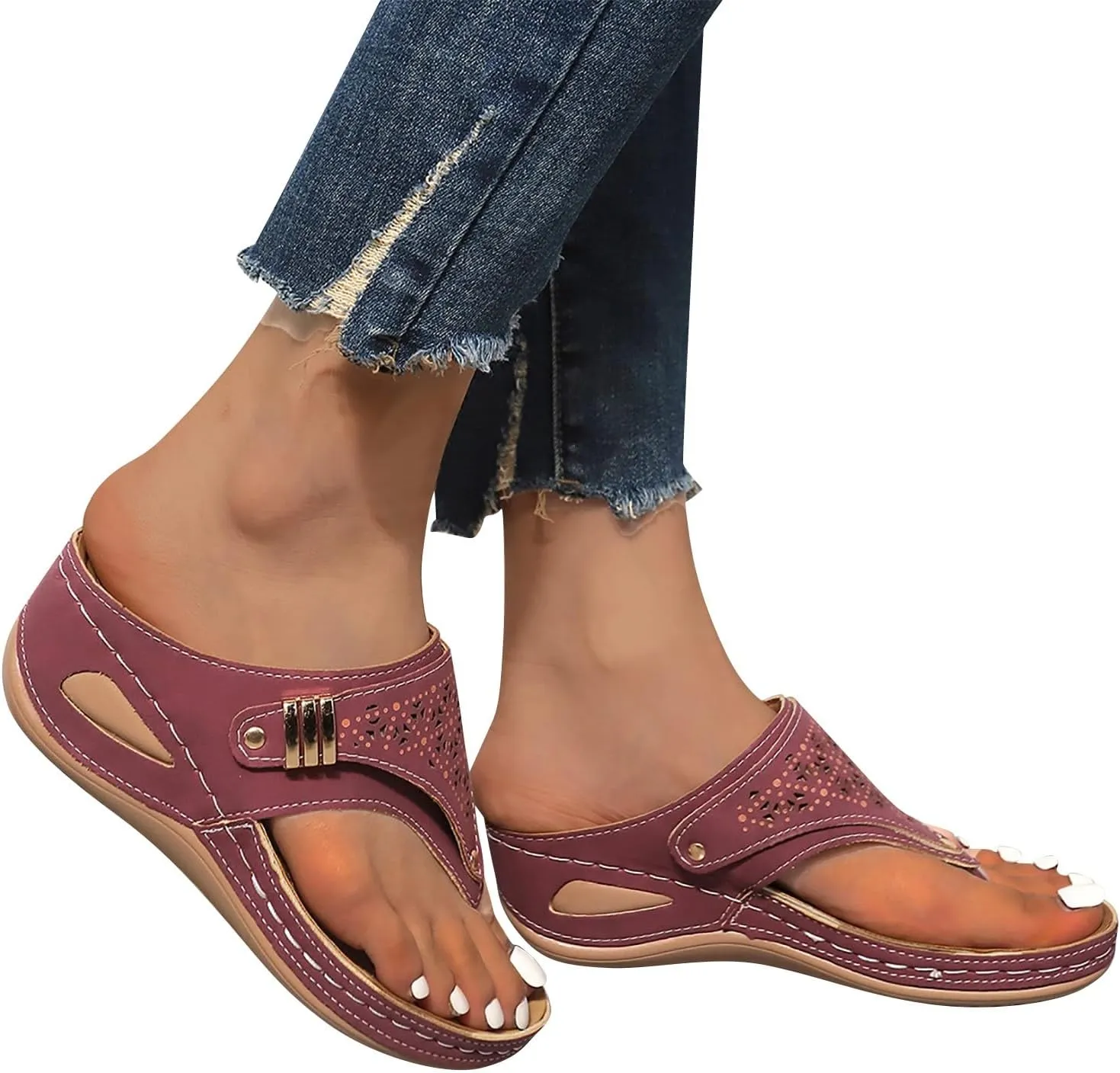 Sandals for Women 2025 Wedge Comfortable Orthopedic Sandal Womens Dressy Summer Flip Flops Casual Walking Wedges