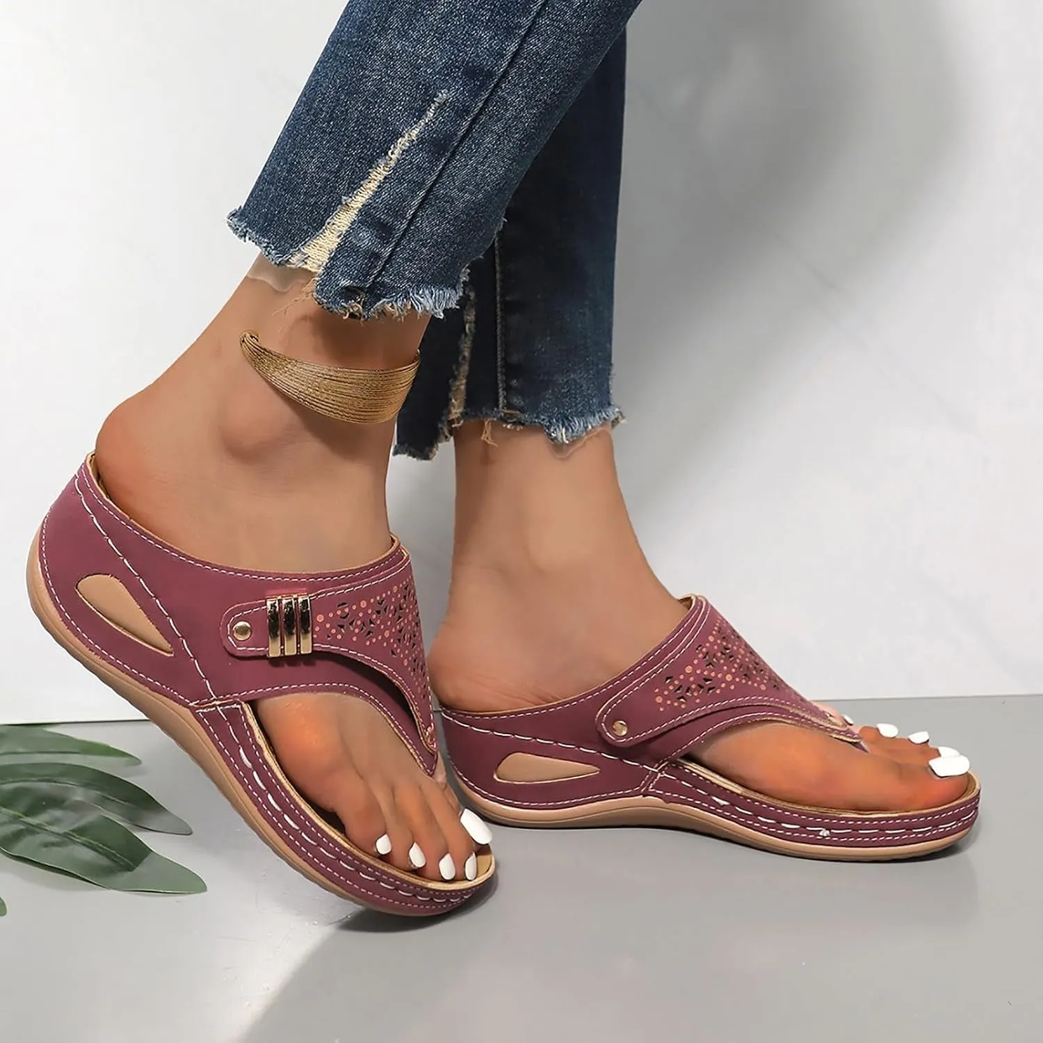 Sandals for Women 2025 Wedge Comfortable Orthopedic Sandal Womens Dressy Summer Flip Flops Casual Walking Wedges