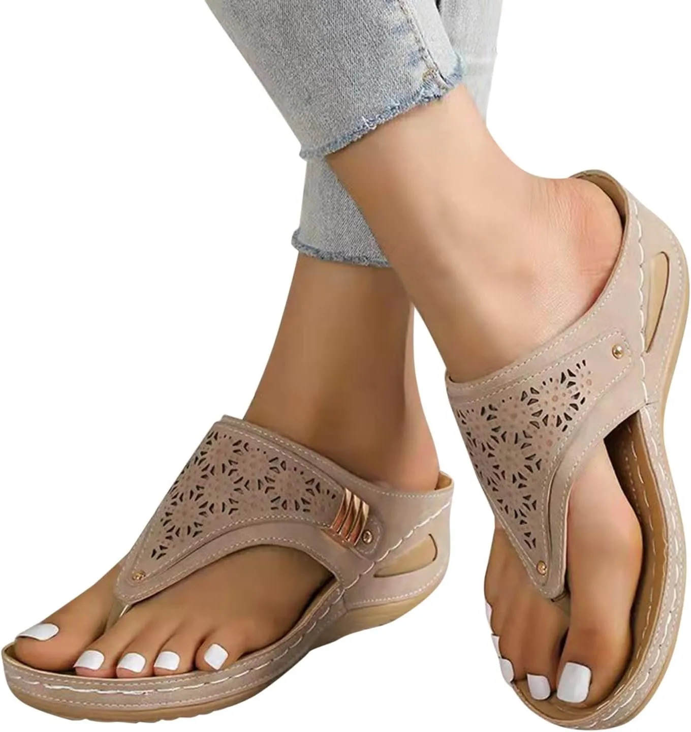 Sandals for Women 2025 Wedge Comfortable Orthopedic Sandal Womens Dressy Summer Flip Flops Casual Walking Wedges