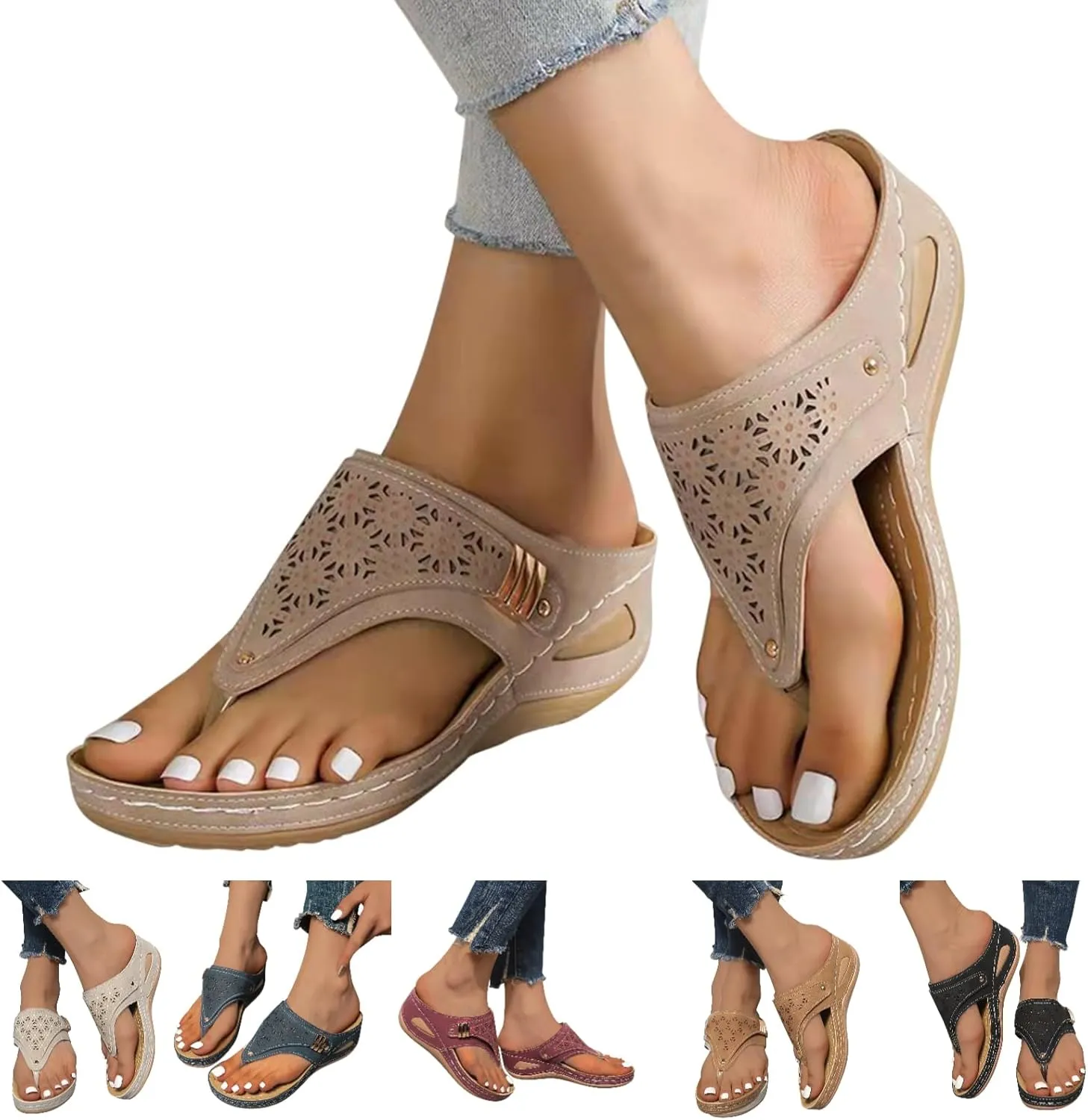 Sandals for Women 2025 Wedge Comfortable Orthopedic Sandal Womens Dressy Summer Flip Flops Casual Walking Wedges