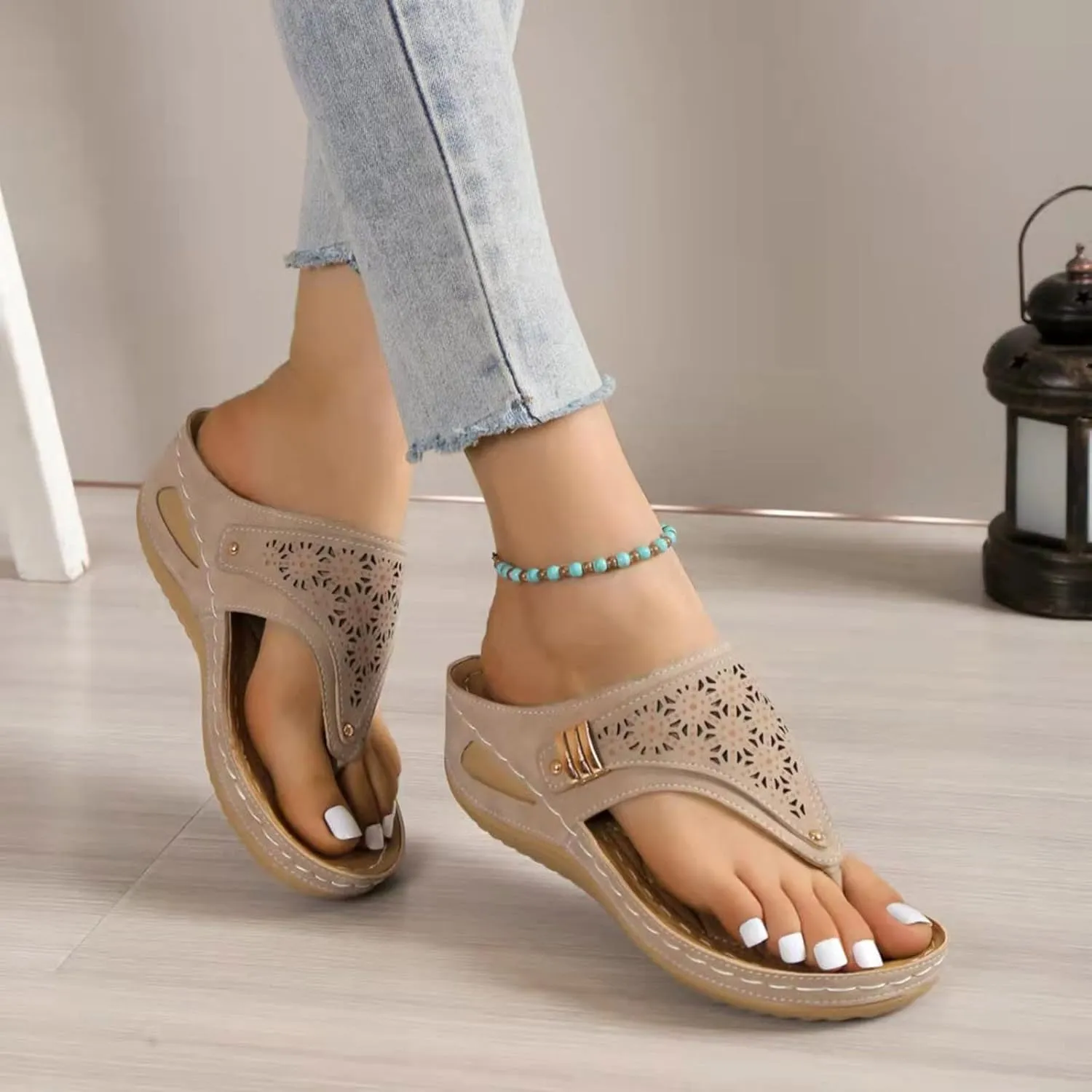 Sandals for Women 2025 Wedge Comfortable Orthopedic Sandal Womens Dressy Summer Flip Flops Casual Walking Wedges