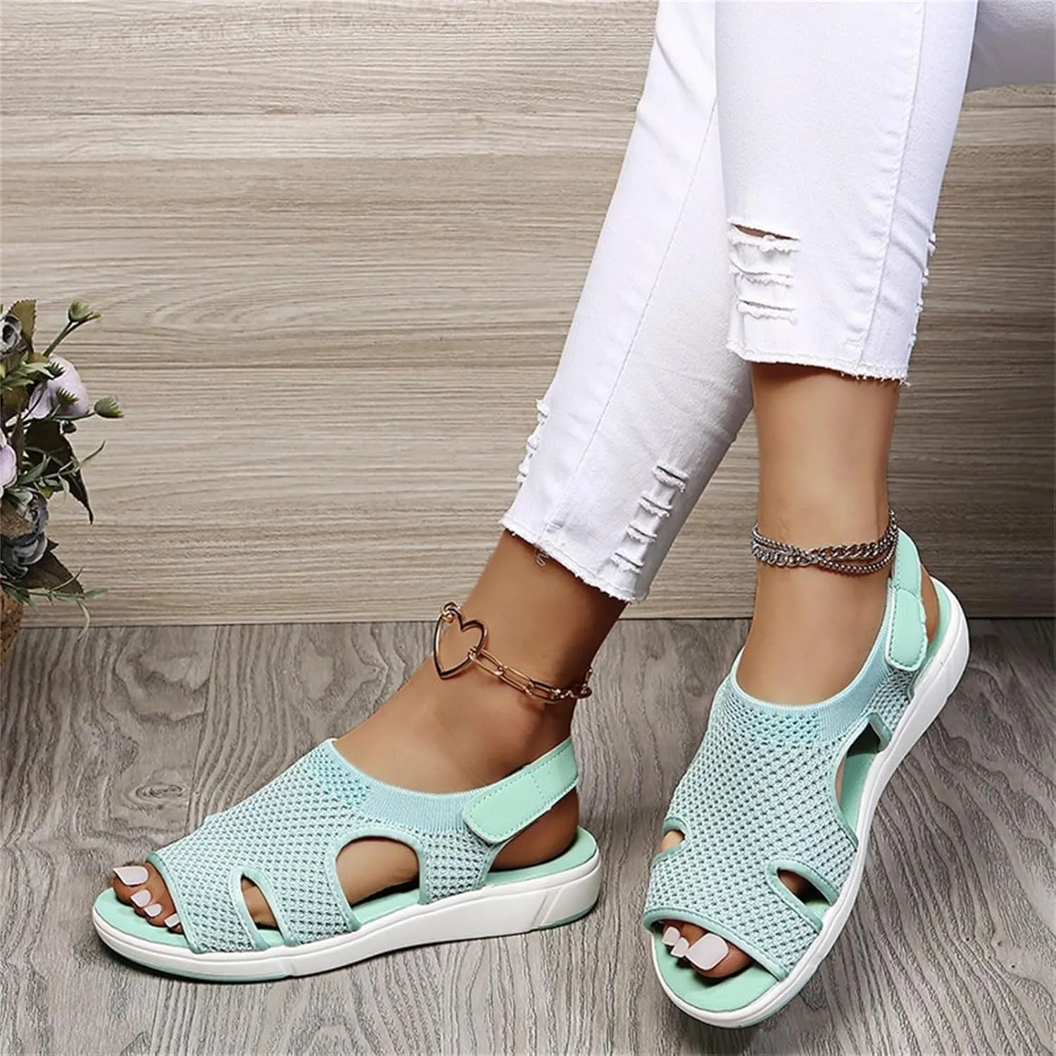 Sandals Women Comfortable Dressy Wedge Platform Sandals Ankle Strap Casual Summer Flatform Walking Orthopedic Shoes