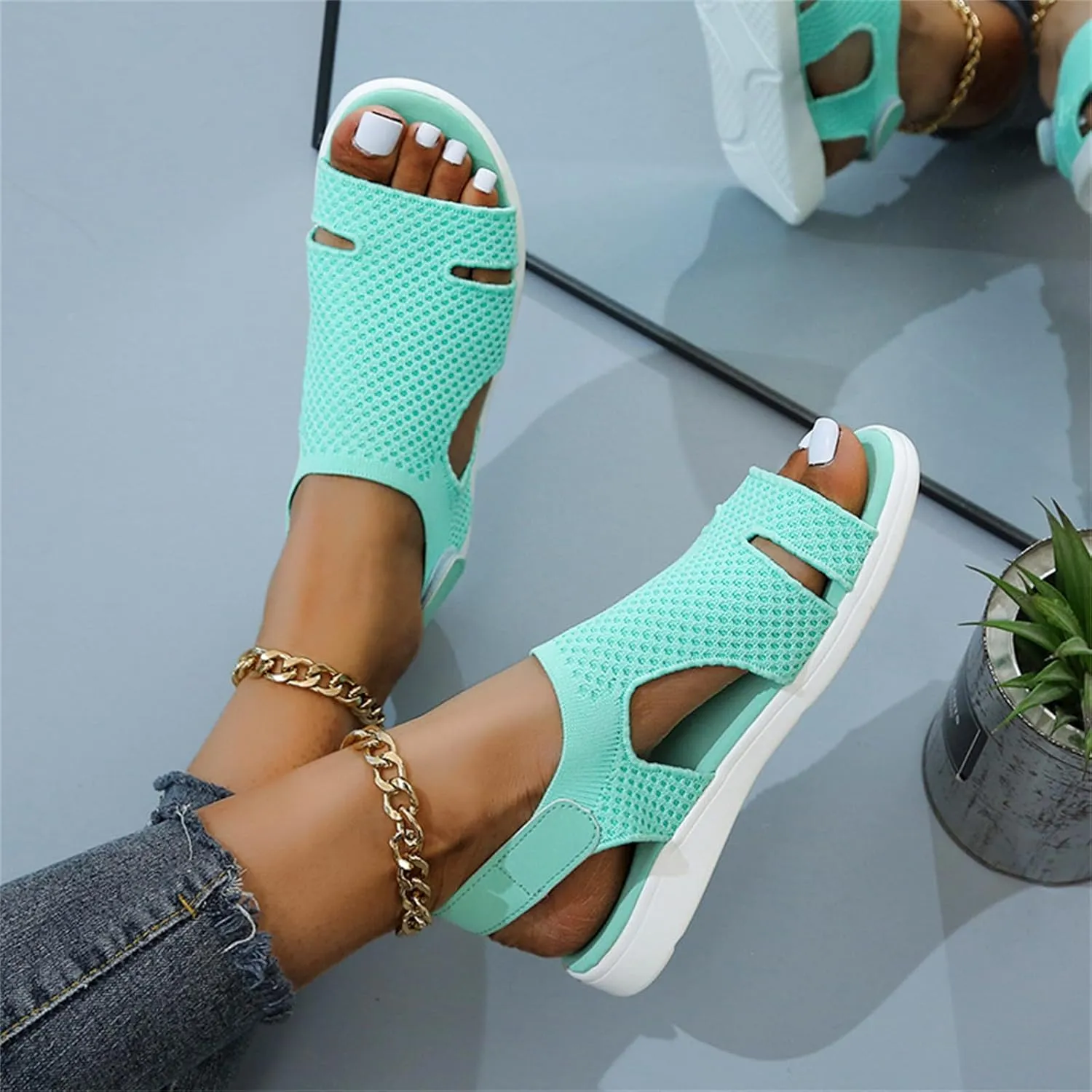 Sandals Women Comfortable Dressy Wedge Platform Sandals Ankle Strap Casual Summer Flatform Walking Orthopedic Shoes