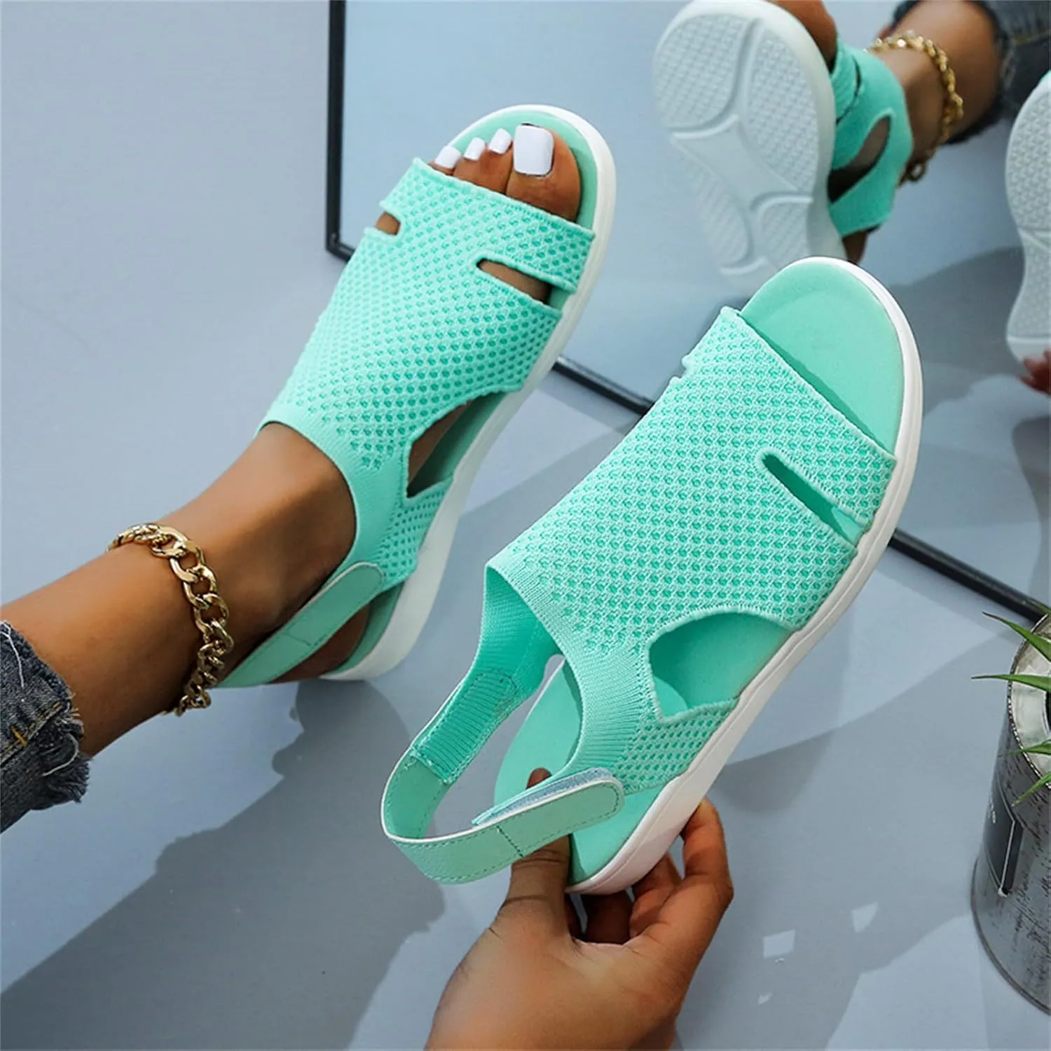 Sandals Women Comfortable Dressy Wedge Platform Sandals Ankle Strap Casual Summer Flatform Walking Orthopedic Shoes