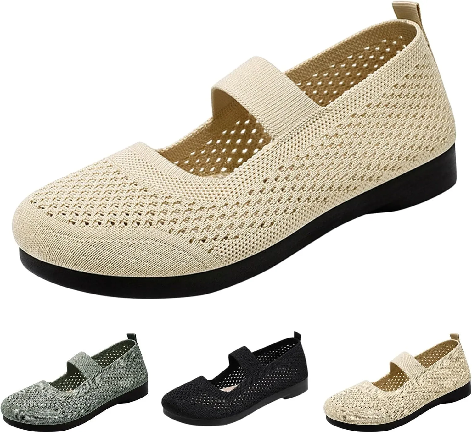 Slip On Orthopedic Sneakers Women Breathable Lightweight Wide Width Soft Sole Arch Support Non-Slip Shoes Mesh Knitted Woven L𝐨w Top Walking Shoes