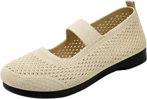 Slip On Orthopedic Sneakers Women Breathable Lightweight Wide Width Soft Sole Arch Support Non-Slip Shoes Mesh Knitted Woven L𝐨w Top Walking Shoes