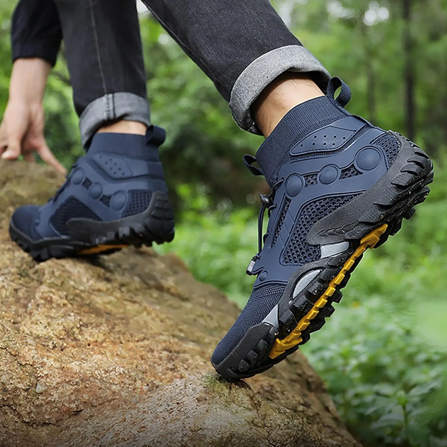 Slip on Walking Shoes for Men Comfort Memory Foam Hiking Shoes Breathable Lightweight Fashion Sneakers Non Slip Arch Support Cushioning Training Gym Shoes Wide Width