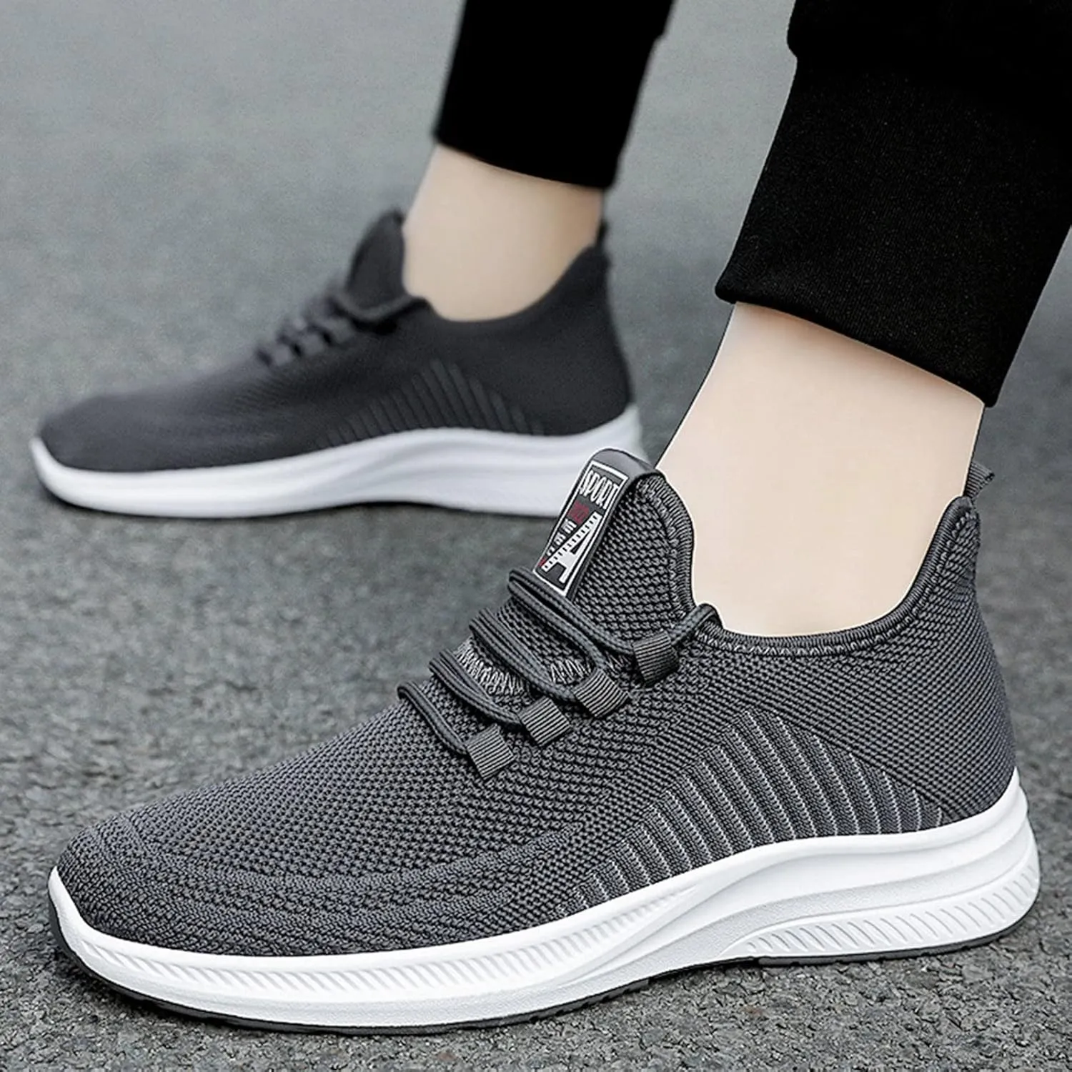 Slip on Walking Shoes for Men Comfortable Memory Foam Breathable Mesh Fashion Sneakers Non Slip Arch Support Cushioning Athletic Running Shoes
