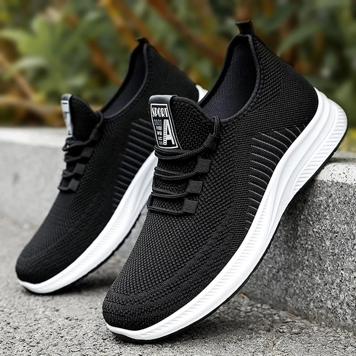 Slip on Walking Shoes for Men Comfortable Memory Foam Breathable Mesh Fashion Sneakers Non Slip Arch Support Cushioning Athletic Running Shoes