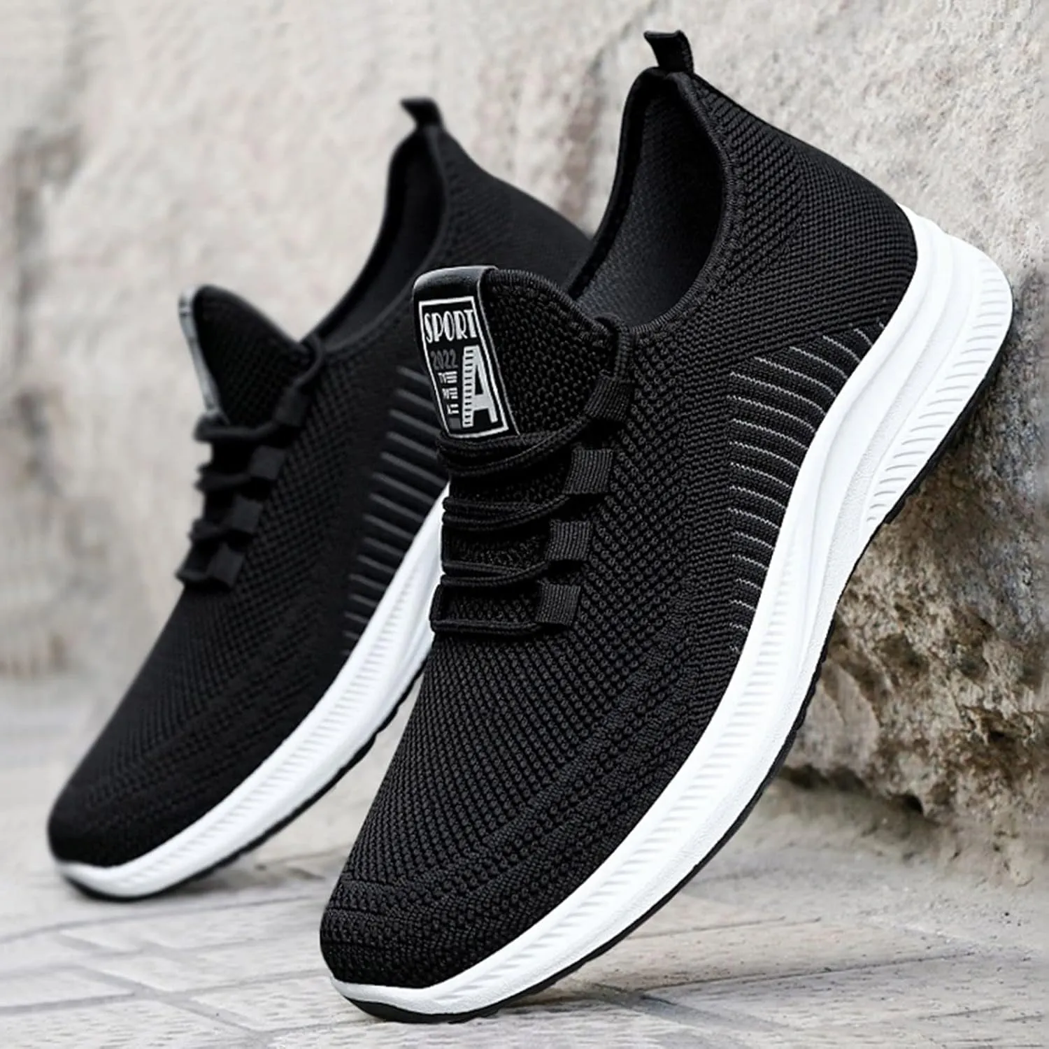 Slip on Walking Shoes for Men Comfortable Memory Foam Breathable Mesh Fashion Sneakers Non Slip Arch Support Cushioning Athletic Running Shoes