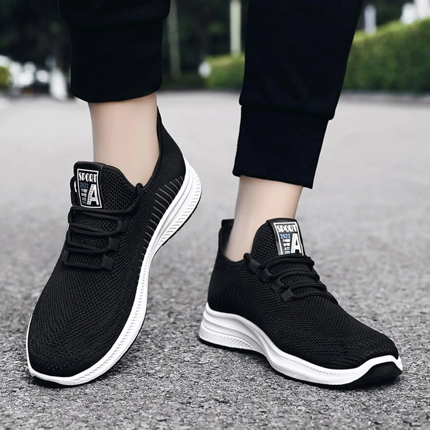 Slip on Walking Shoes for Men Comfortable Memory Foam Breathable Mesh Fashion Sneakers Non Slip Arch Support Cushioning Athletic Running Shoes