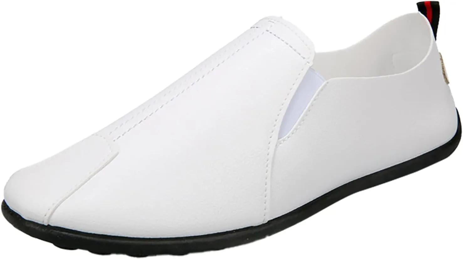 Slip on Walking Shoes for Men PU Leather Comfy Knitted Memory Foam Breathable Mesh Fashion Sneakers Non Slip Arch Support Cushioning Athletic Running Shoes