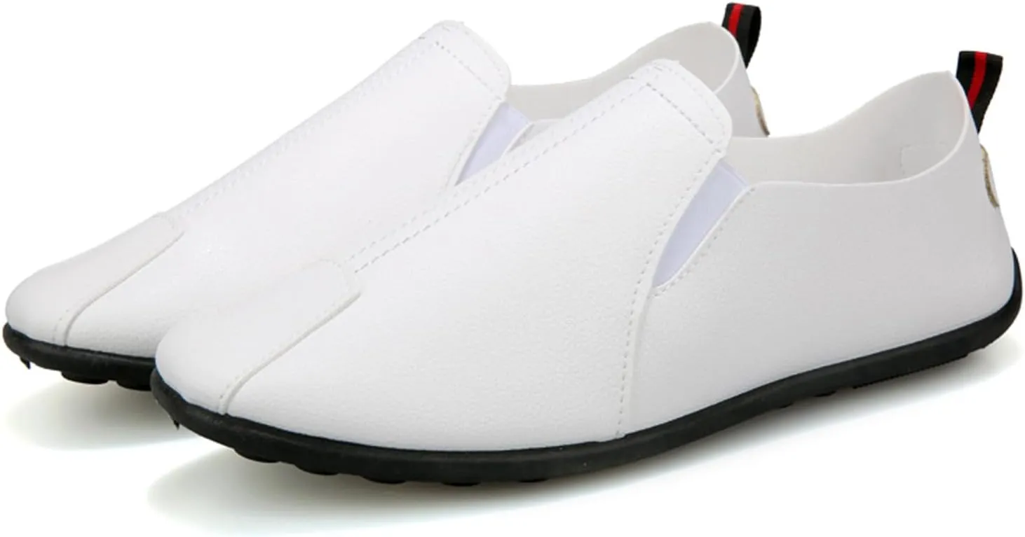 Slip on Walking Shoes for Men PU Leather Comfy Knitted Memory Foam Breathable Mesh Fashion Sneakers Non Slip Arch Support Cushioning Athletic Running Shoes