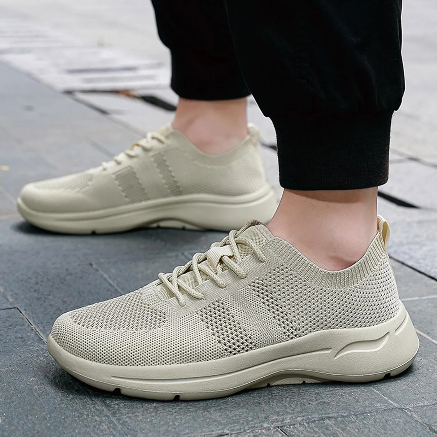 Slip on Walking Shoes Men Casual Dressy Memory Foam Breathable Mesh Fashion Sneakers Non Slip Indoor Outdoor Training Gym Shoes Wide Width