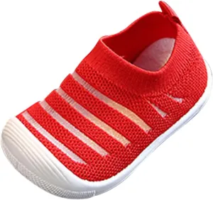 Summer and Autumn Cute Girls Flying Woven Mesh Breathable Flat Solid Color Slip On Comfortable Size 9 Kids Shoes Girls
