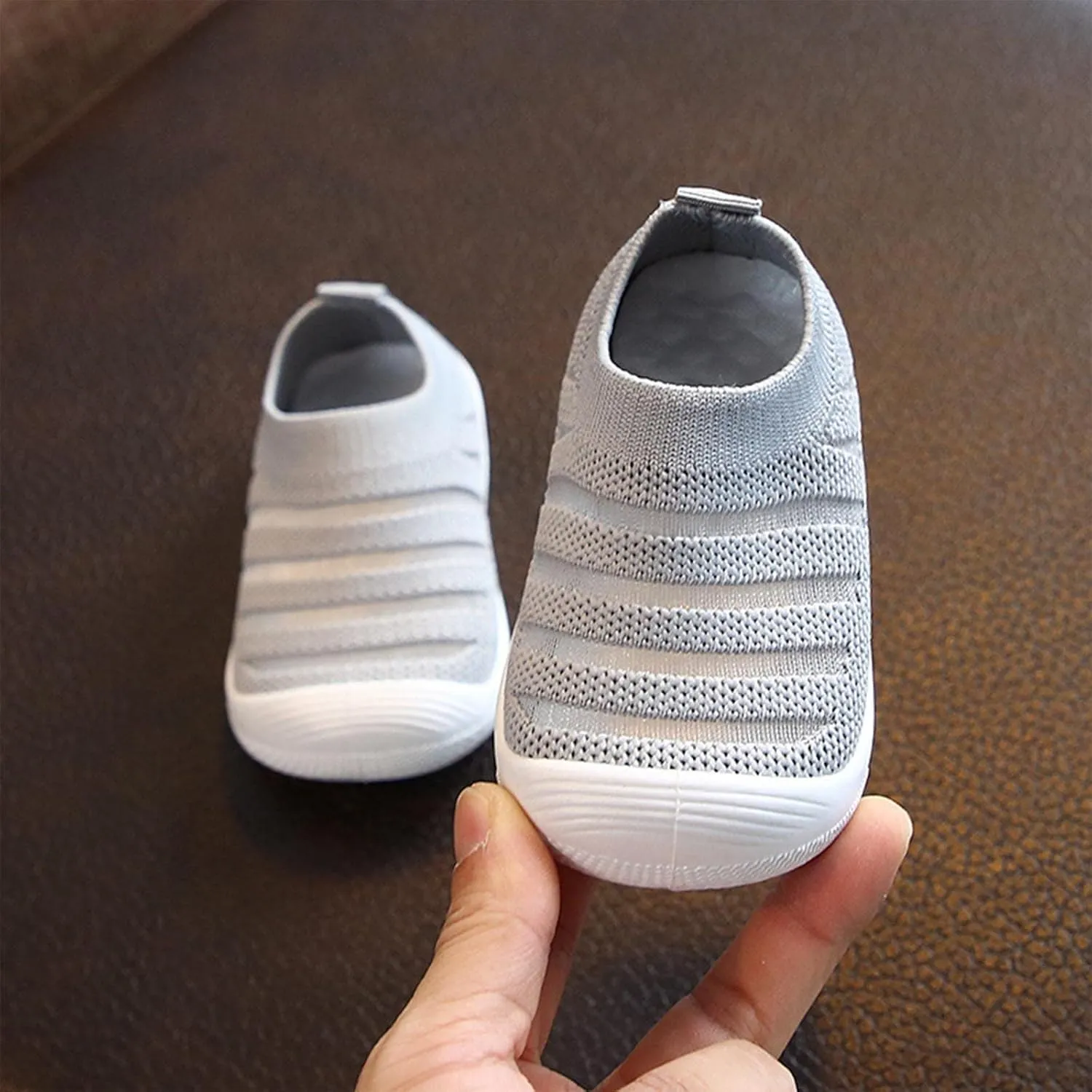 Summer and Autumn Cute Girls Flying Woven Mesh Breathable Flat Solid Color Slip On Comfortable Size 9 Kids Shoes Girls