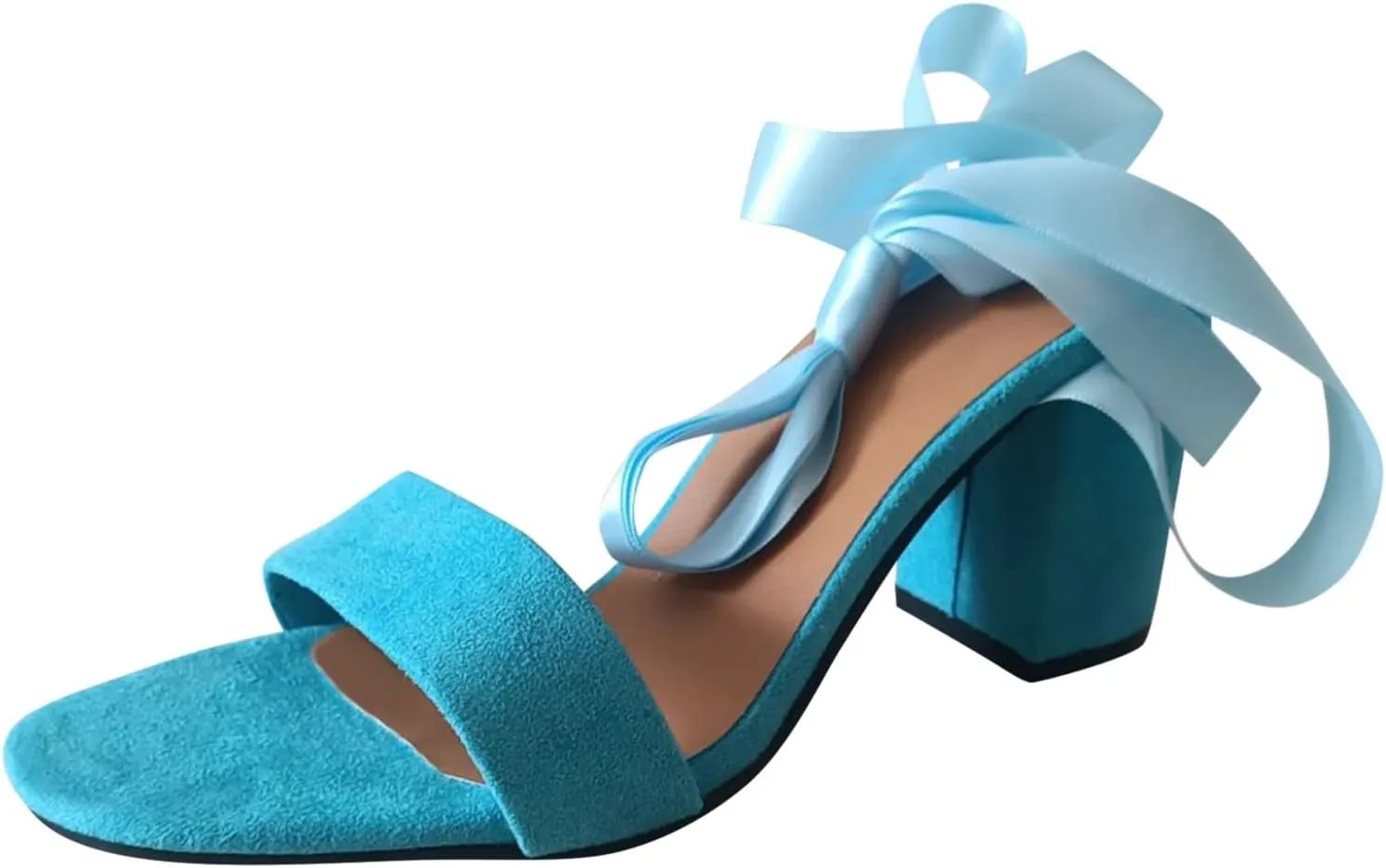 Summer Womens Chunky Heels Sandals Fashion Casual Strappy Lace Up Block High Heel Sandal Solid Color Dressy Comfy Open Toe Ladies Heeled Shoes