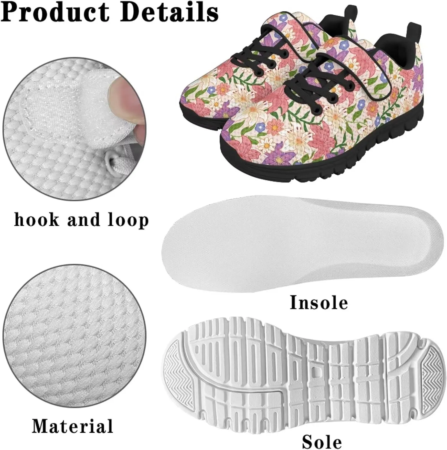 SYtrade Shoes for Girls Tennis Sports Easter Spring Athletic Sneakers Black Sole