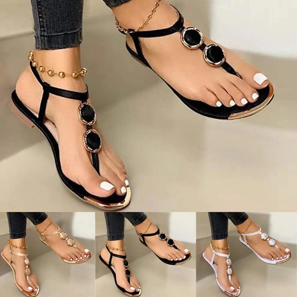 Thong Sandals for Women Beach,2020 New Womens Bohemia Flat Sandals Summer Beach Glitter Beaded Flip-Flop Thong Shoes