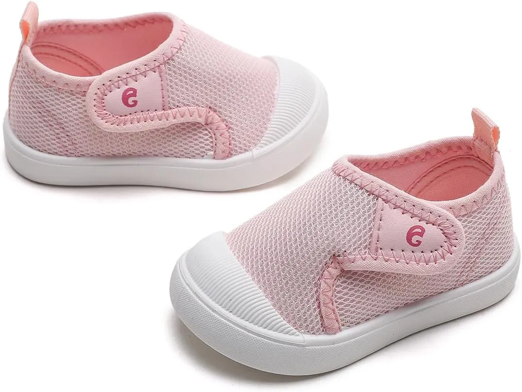 Toddler Girls Boys Shoes Kids Canvas Sneakers with Cartoon Print Adjustable Velcro Strap