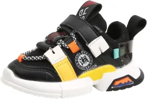 Toddler/Little Kid Boys Girls Lightweight Breathable Sneakers Strap Soft Sole Mesh Runing Walking Sports Shoes (Black, 2.5-3Years)