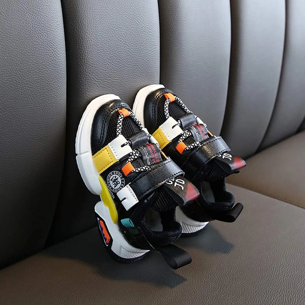 Toddler/Little Kid Boys Girls Lightweight Breathable Sneakers Strap Soft Sole Mesh Runing Walking Sports Shoes (Black, 2.5-3Years)