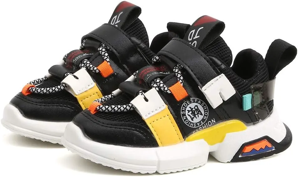 Toddler/Little Kid Boys Girls Lightweight Breathable Sneakers Strap Soft Sole Mesh Runing Walking Sports Shoes (Black, 2.5-3Years)