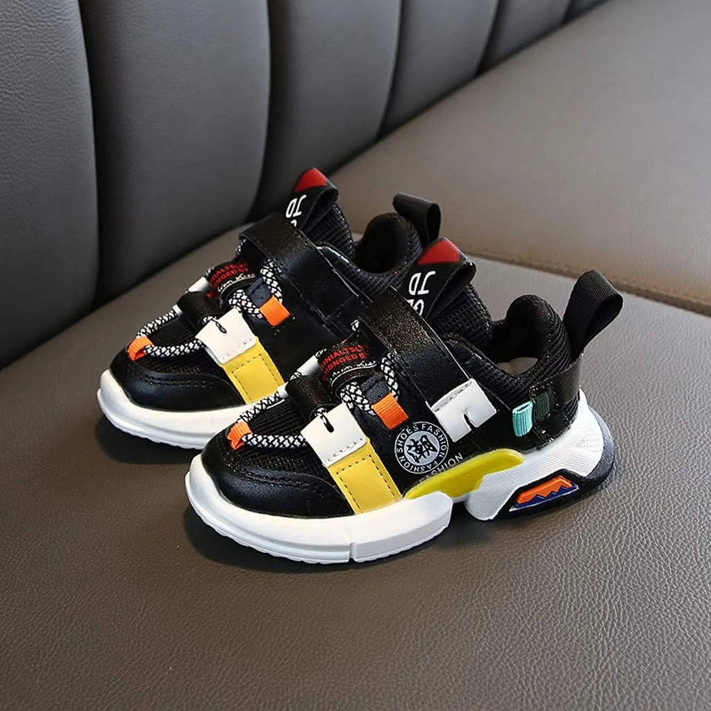Toddler/Little Kid Boys Girls Lightweight Breathable Sneakers Strap Soft Sole Mesh Runing Walking Sports Shoes (Black, 2.5-3Years)