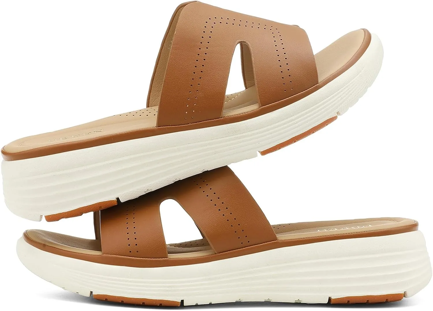 UBFEN Womens Platform Sandals Comfortable Walking Slide Soft Cushioning Footbed Casual Dressy Wedge Sandals